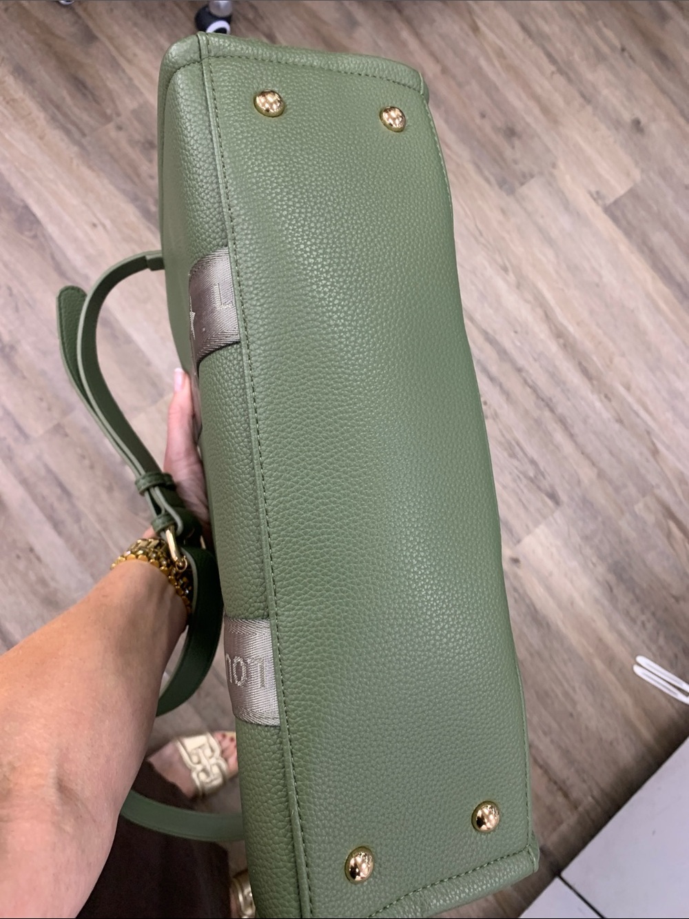Louenhide Kinley Olive Green Pebbled Tote with Strap - Picture 5 of 5